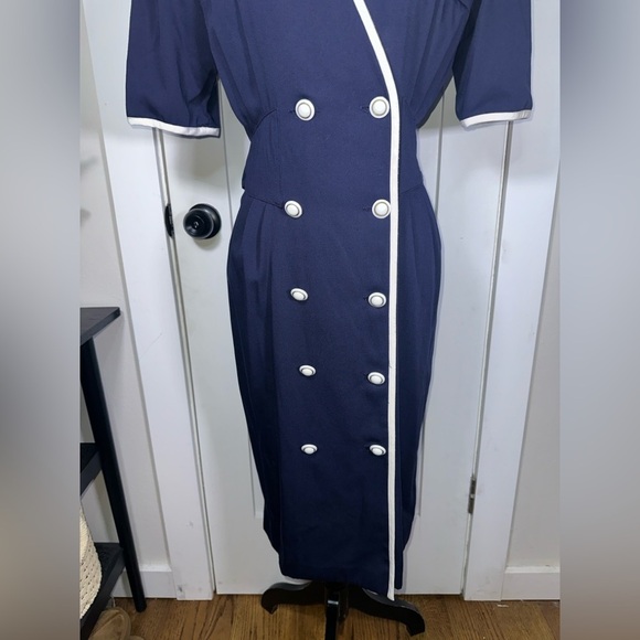 Vintage Navy Double-Breasted Dress - Picture 3 of 13